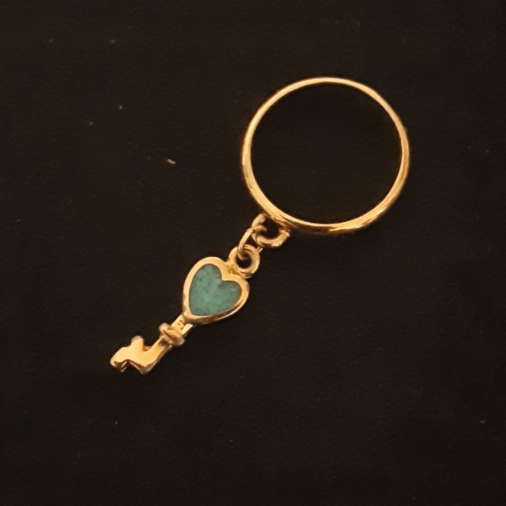 Cute "Key to my💌Heart" turquoise dangle Ring